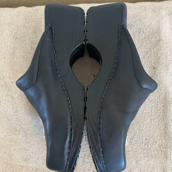 Golc Handcrafted Black Leather Windows Cats Clogs/Mules Sz 39 8-8.5 - Picture 4 of 10